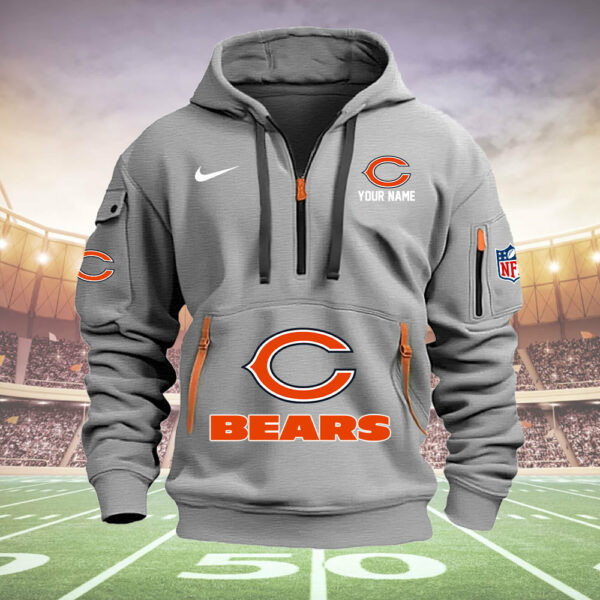 Chicago Bears New Personalized Quarter Zip Hoodie AZBTQZH000029 - Famjoys Chicago Bears New Personalized Quarter Zip Hoodie AZBTQZH000029 - Famjoys