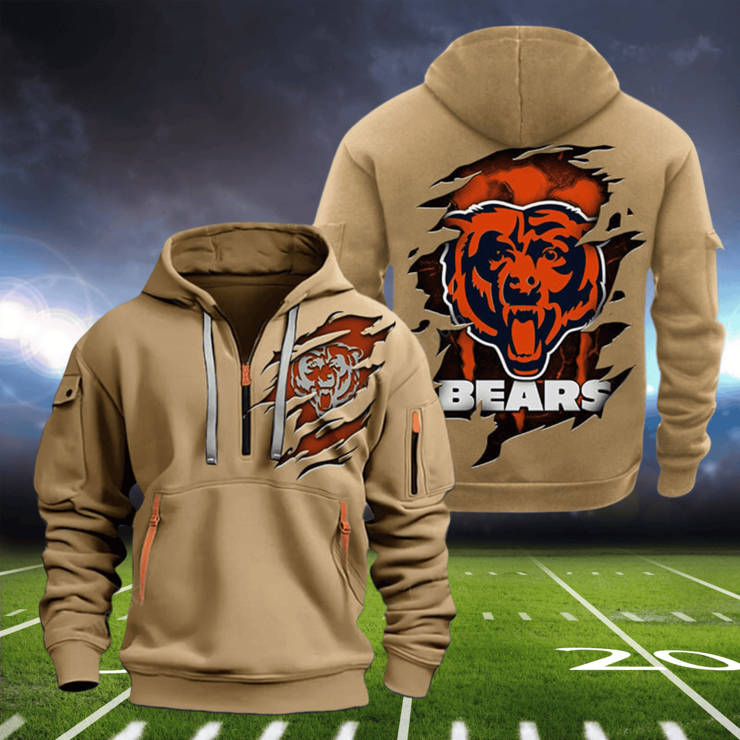 Chicago Bears New Personalized Quarter Zip Hoodie AZBTQZH000065 - Famjoys Chicago Bears New Personalized Quarter Zip Hoodie AZBTQZH000065 - Famjoys