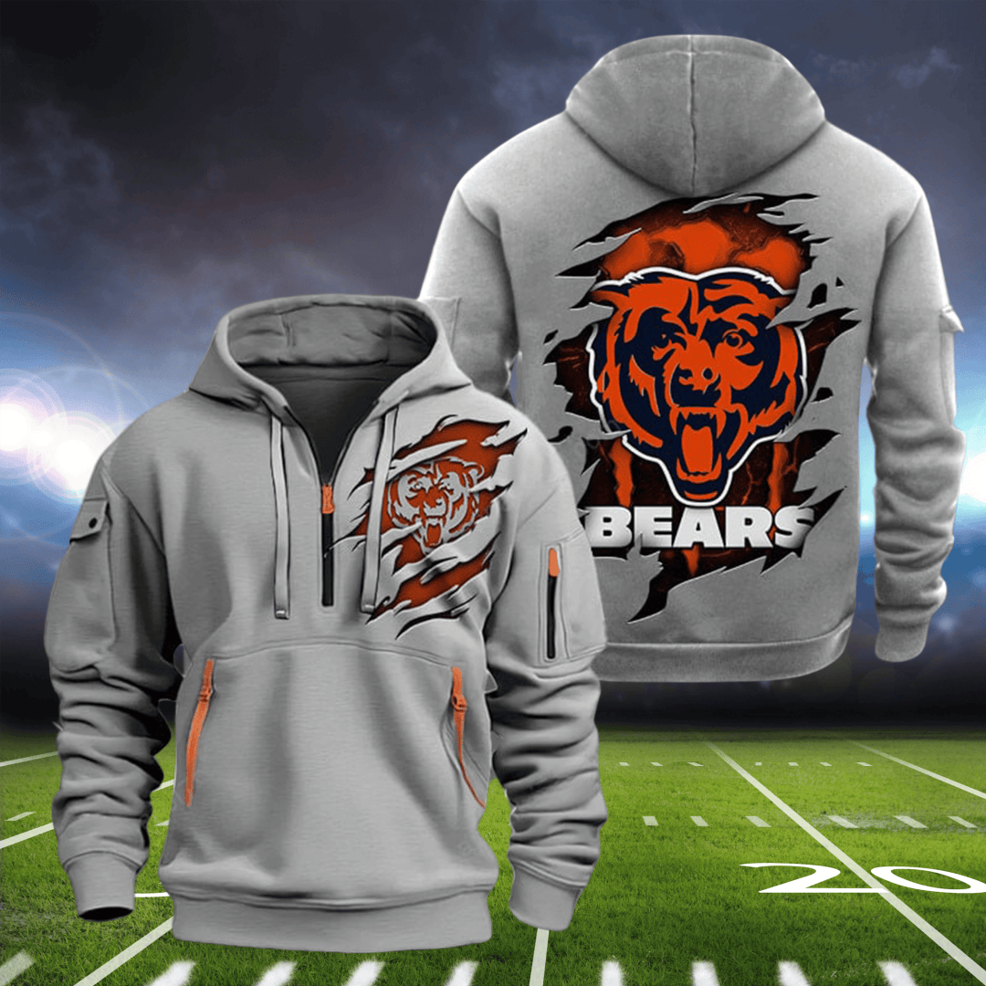 Chicago Bears New Personalized Quarter Zip Hoodie AZBTQZH000065 - Famjoys Chicago Bears New Personalized Quarter Zip Hoodie AZBTQZH000065 - Famjoys