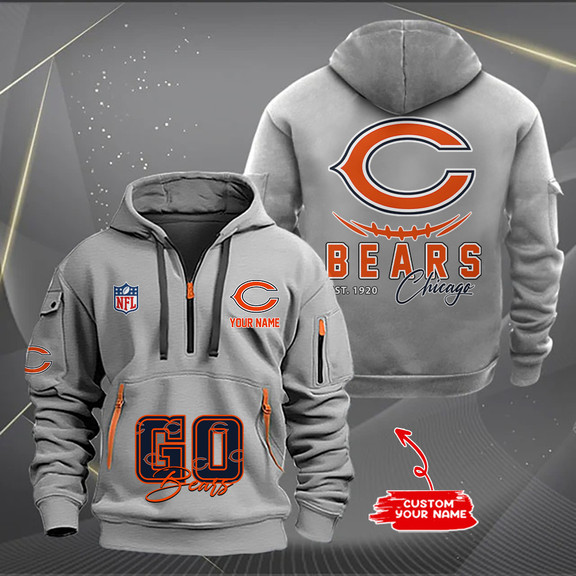 Chicago Bears New Personalized Quarter Zip Hoodie AZBTQZH000152 - Famjoys Chicago Bears New Personalized Quarter Zip Hoodie AZBTQZH000152 - Famjoys