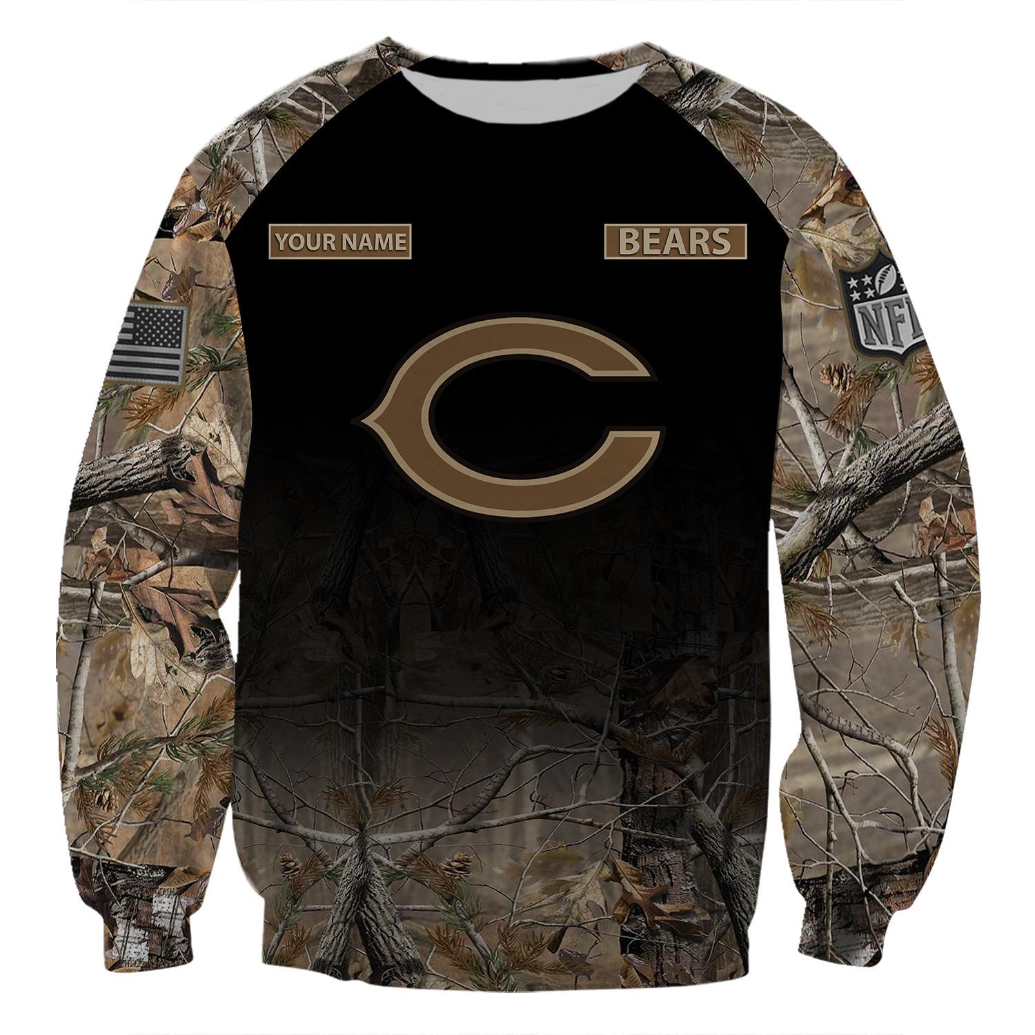 Chicago Bears Personalized Hunting Camo Hoodie,T-Shirt, Sweatshirt, Zipper - Famjoys Chicago Bears Personalized Hunting Camo Hoodie,T-Shirt, Sweatshirt, Zipper - Famjoys