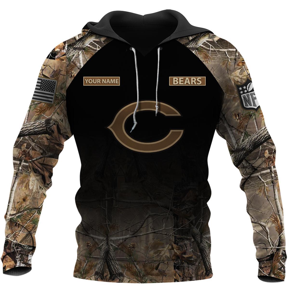 Chicago Bears Personalized Hunting Camo Hoodie,T-Shirt, Sweatshirt, Zipper - Famjoys Chicago Bears Personalized Hunting Camo Hoodie,T-Shirt, Sweatshirt, Zipper - Famjoys