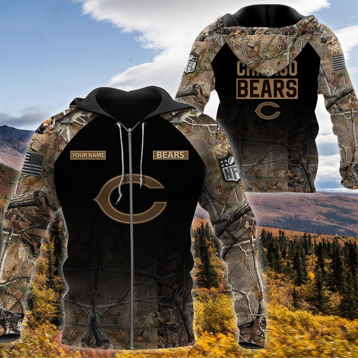 Chicago Bears Personalized Hunting Camo Hoodie,T-Shirt, Sweatshirt, Zipper - Famjoys Chicago Bears Personalized Hunting Camo Hoodie,T-Shirt, Sweatshirt, Zipper - Famjoys
