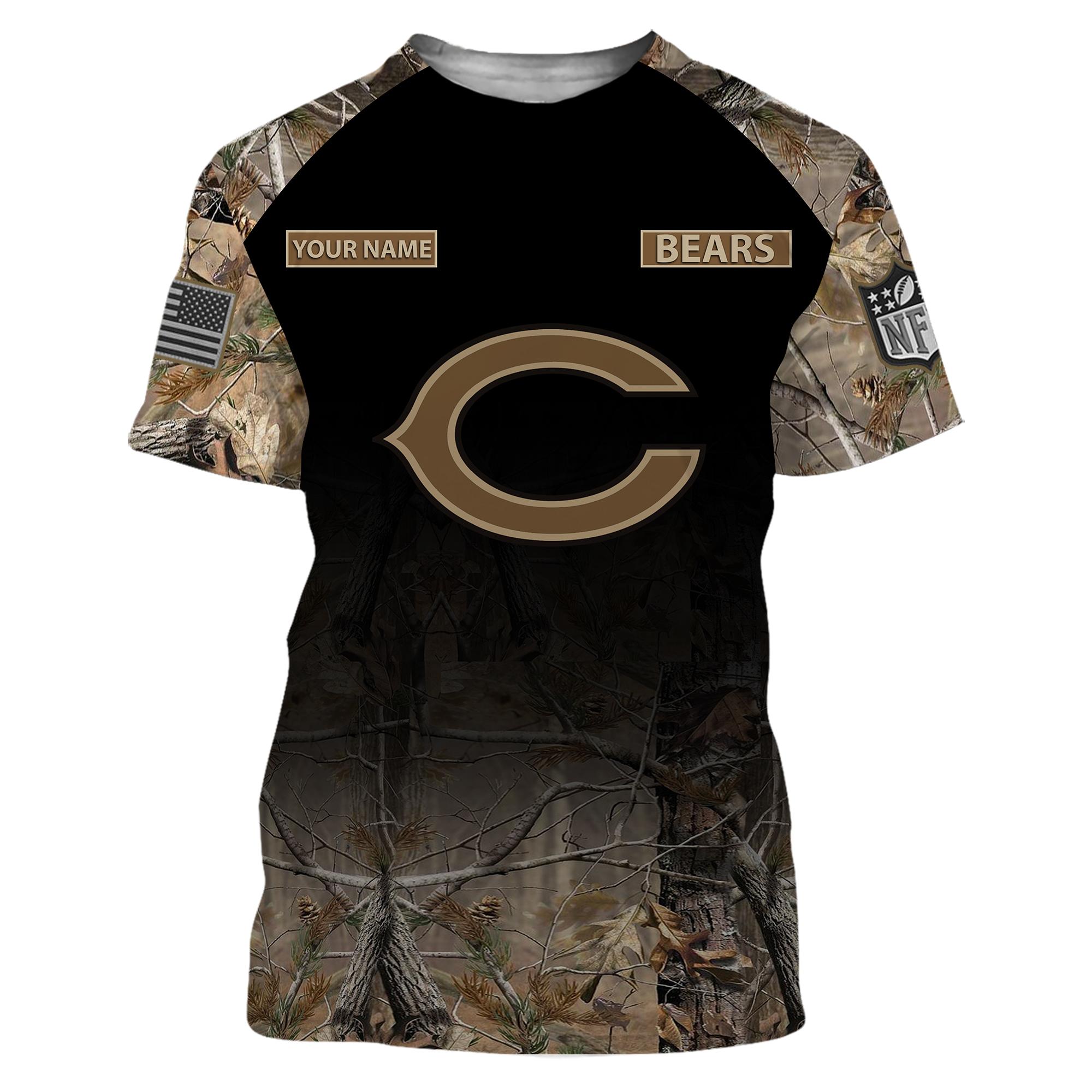 Chicago Bears Personalized Hunting Camo Hoodie,T-Shirt, Sweatshirt, Zipper - Famjoys Chicago Bears Personalized Hunting Camo Hoodie,T-Shirt, Sweatshirt, Zipper - Famjoys