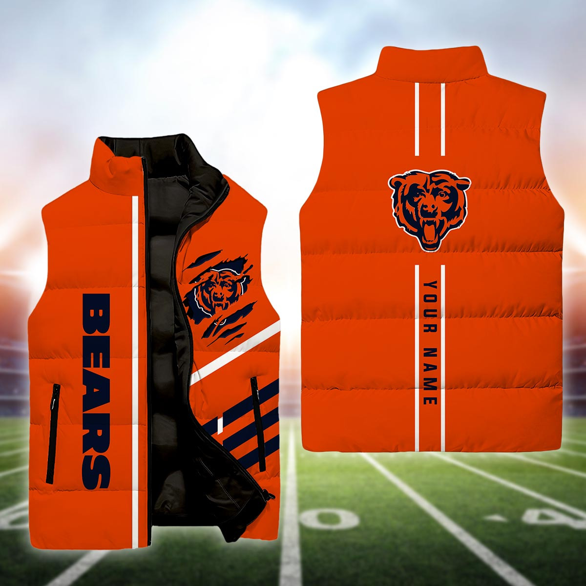 Chicago Bears Sleeveless Down Puffer Jacket - Famjoys Chicago Bears Sleeveless Down Puffer Jacket - Famjoys