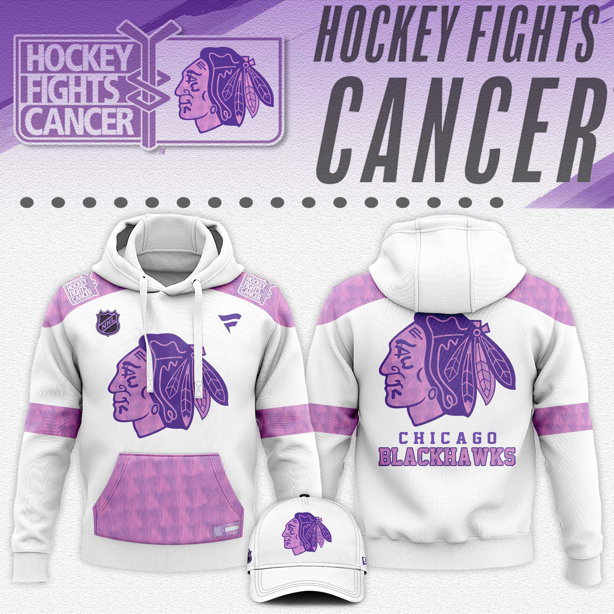 Chicago Blackhawks Hockey Fights Cancer” Hoodie #1 - Famjoys Chicago Blackhawks Hockey Fights Cancer” Hoodie #1 - Famjoys