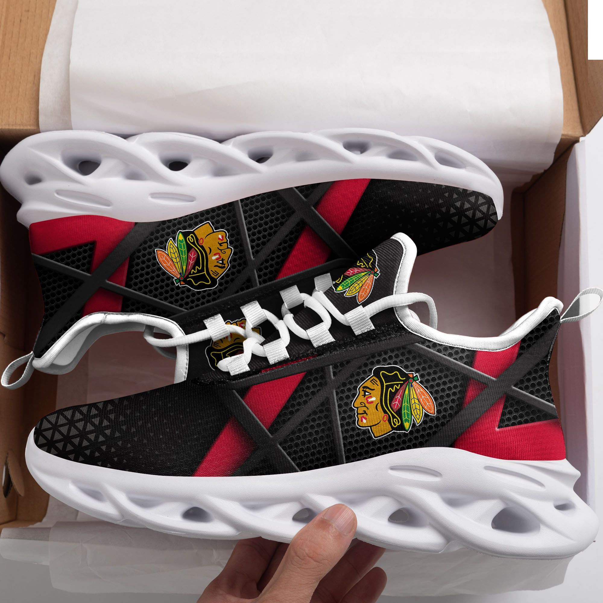 Chicago Blackhawks Max Soul Sneakers Shoes - Famjoys Chicago Blackhawks Max Soul Sneakers Shoes - Famjoys