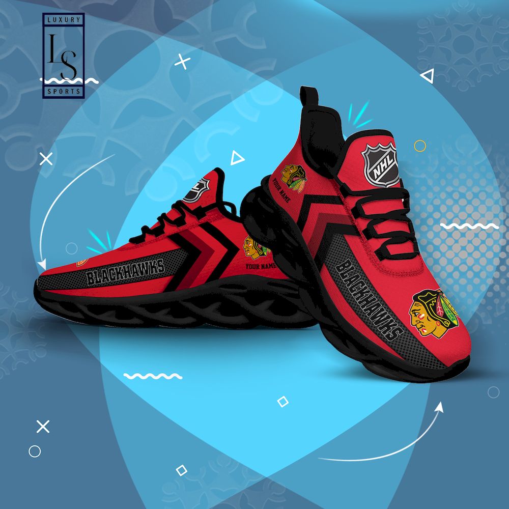 Chicago Blackhawks NHL Personalized Max Soul Shoes - Famjoys Chicago Blackhawks NHL Personalized Max Soul Shoes - Famjoys