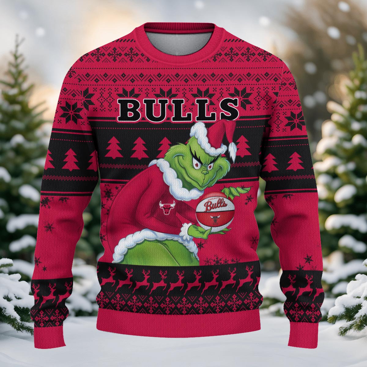 Chicago Bulls Grinch Christmas Ugly Sweater - Famjoys Chicago Bulls Grinch Christmas Ugly Sweater - Famjoys