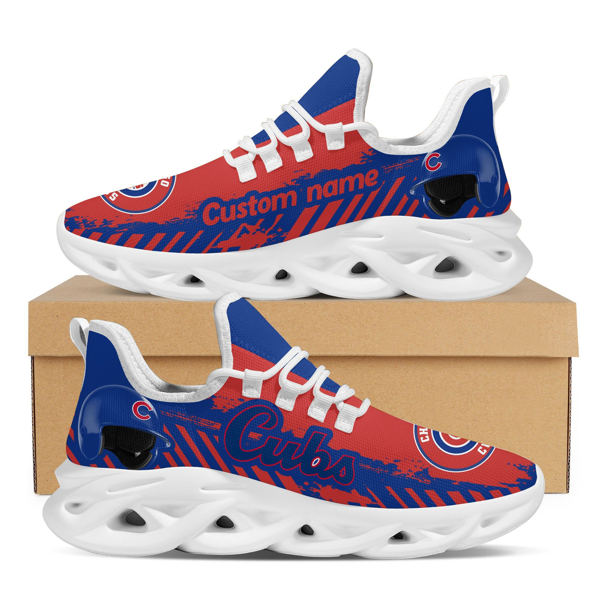 Chicago Cubs Baseball Team Helmet Custom Name Personalized And Max Soul Sneakers Shoes - Famjoys Chicago Cubs Baseball Team Helmet Custom Name Personalized And Max Soul Sneakers Shoes - Famjoys
