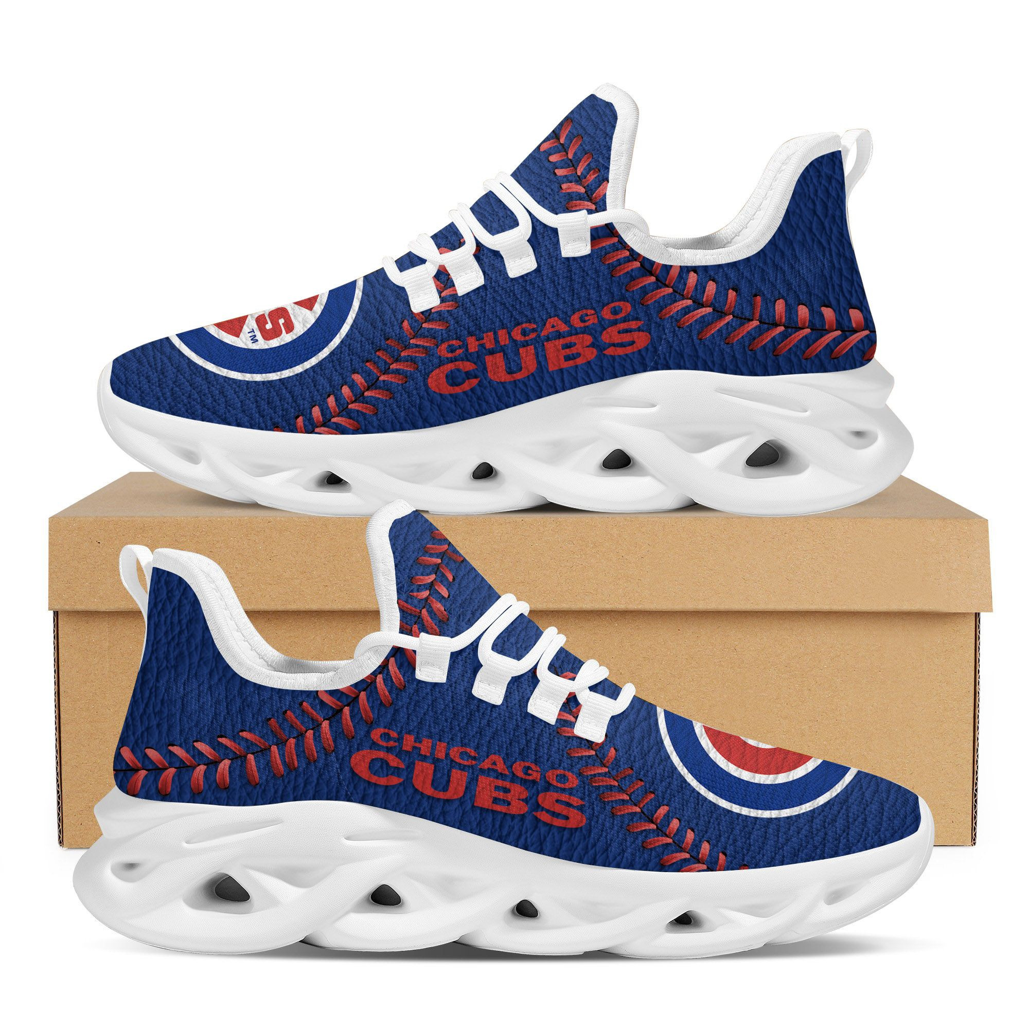 Chicago Cubs Baseball Teams Leather Surface Design Trending Max Soul Clunky Sneaker - Famjoys Chicago Cubs Baseball Teams Leather Surface Design Trending Max Soul Clunky Sneaker - Famjoys
