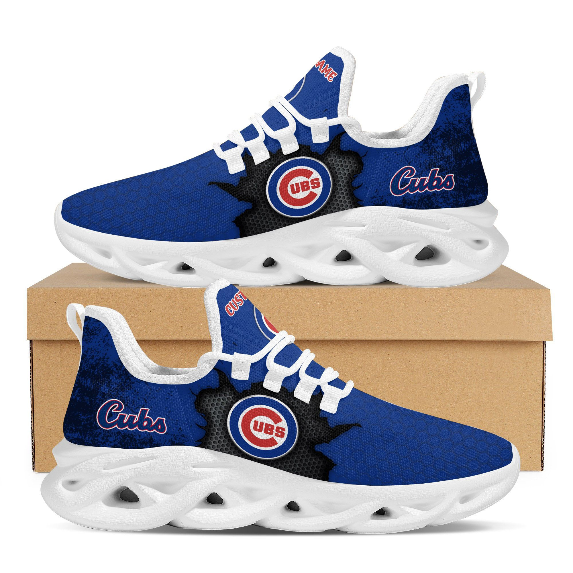 Chicago Cubs Cracked Design Trending Max Soul Clunky Sneaker Shoes Custom Name Personalized - Famjoys Chicago Cubs Cracked Design Trending Max Soul Clunky Sneaker Shoes Custom Name Personalized - Famjoys