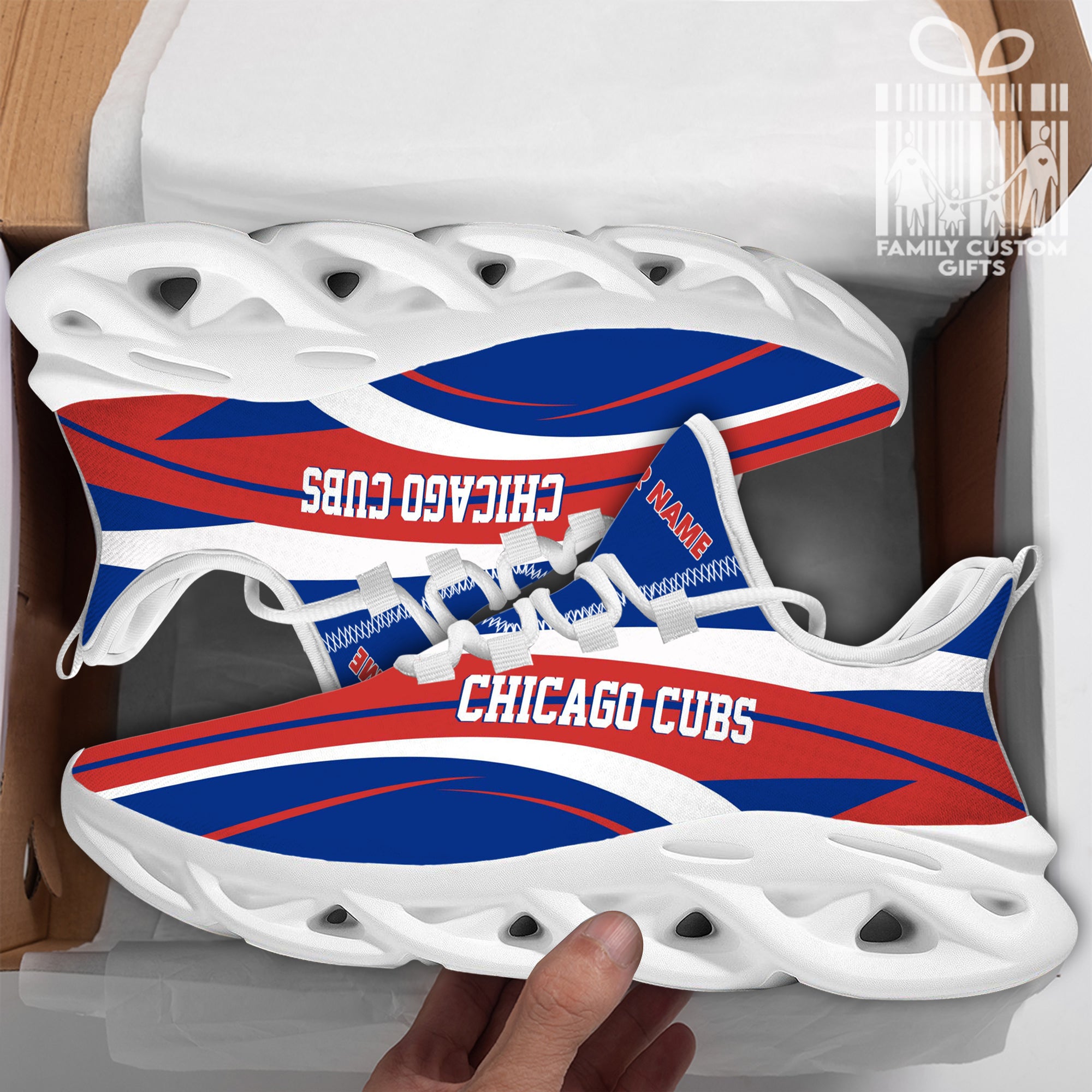 Chicago Cubs Custom Baseball Personalized Max Soul Sneakers Running Sport Shoes for Men Women - Famjoys Chicago Cubs Custom Baseball Personalized Max Soul Sneakers Running Sport Shoes for Men Women - Famjoys