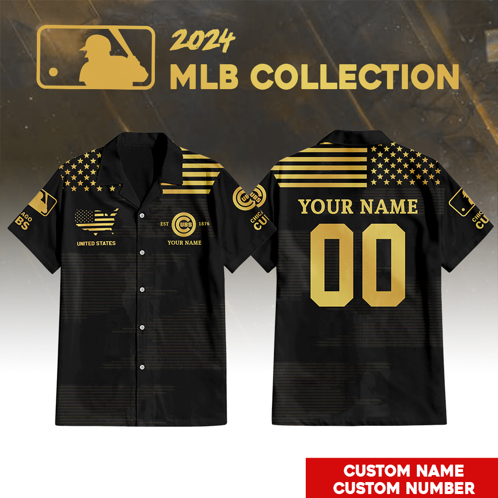 Chicago Cubs Golden Hawaiian Shirt - Famjoys Chicago Cubs Golden Hawaiian Shirt - Famjoys