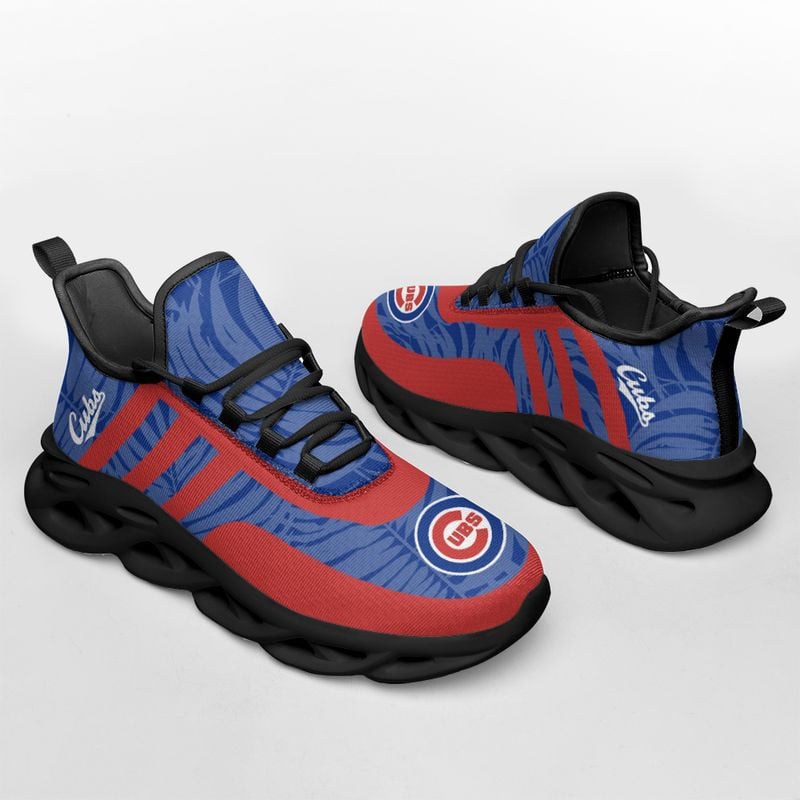 Chicago Cubs Leaf and Stripe Pattern Men's and Women's Max Soul Shoes NLA61237 - Famjoys Chicago Cubs Leaf and Stripe Pattern Men's and Women's Max Soul Shoes NLA61237 - Famjoys