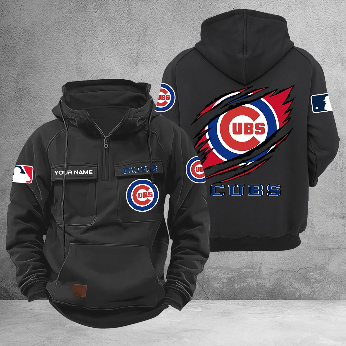 Chicago Cubs Multi-Pockets Zip-Up Hoodie - Famjoys Chicago Cubs Multi-Pockets Zip-Up Hoodie - Famjoys