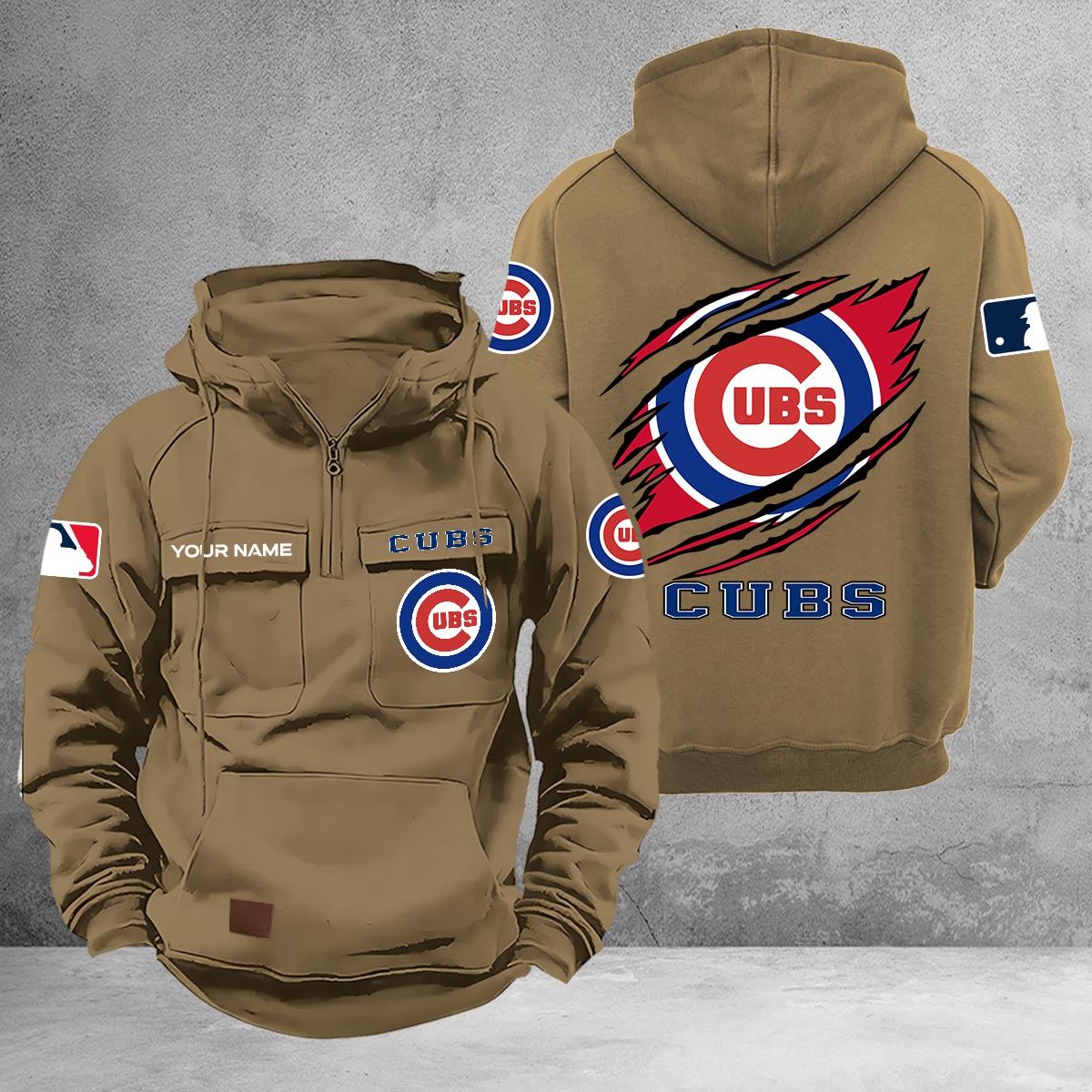 Chicago Cubs Multi-Pockets Zip-Up Hoodie - Famjoys Chicago Cubs Multi-Pockets Zip-Up Hoodie - Famjoys