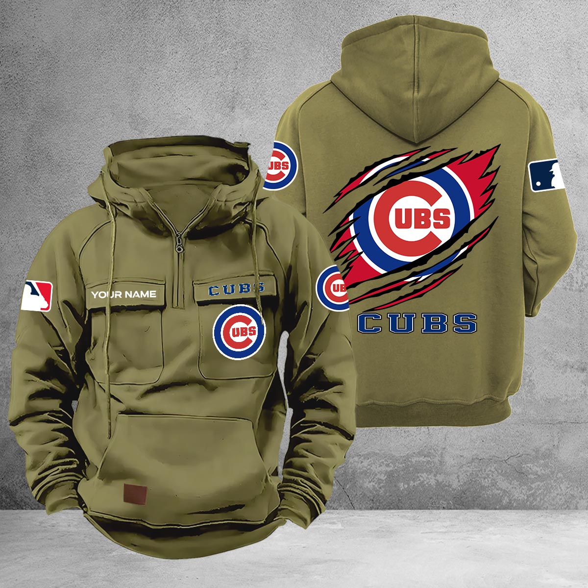 Chicago Cubs Multi-Pockets Zip-Up Hoodie - Famjoys Chicago Cubs Multi-Pockets Zip-Up Hoodie - Famjoys