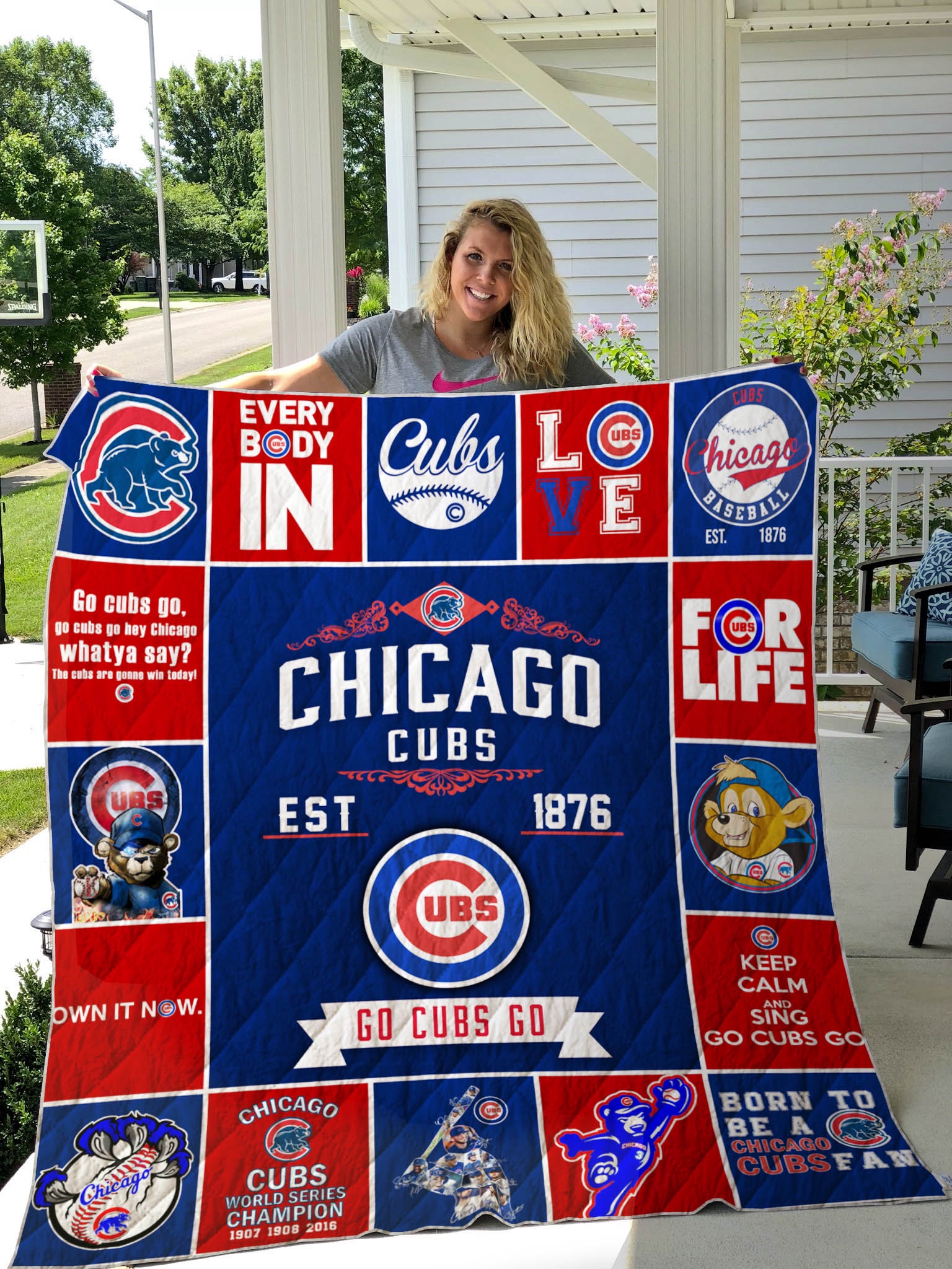 Chicago Cubs Plus Size Quilt Blanket - Famjoys Chicago Cubs Plus Size Quilt Blanket - Famjoys