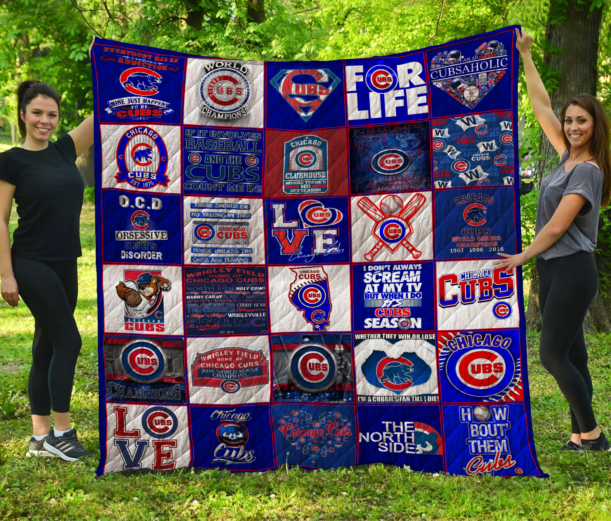 Chicago Cubs Quilt Blanket - Famjoys Chicago Cubs Quilt Blanket - Famjoys