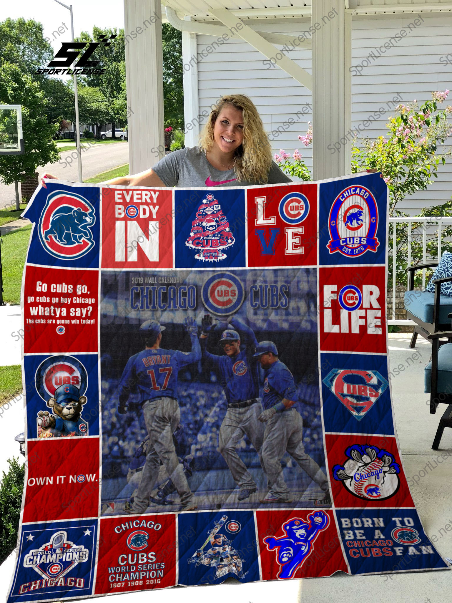 Chicago Cubs Quilt Blanket - Famjoys Chicago Cubs Quilt Blanket - Famjoys