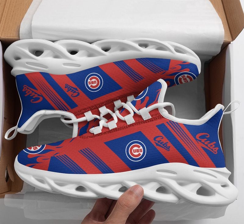 Chicago Cubs Stripe and Fire Pattern Max Soul Shoes NEW019637 - Famjoys Chicago Cubs Stripe and Fire Pattern Max Soul Shoes NEW019637 - Famjoys
