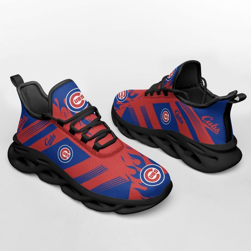 Chicago Cubs Stripe and Fire Pattern Max Soul Shoes NEW019637 - Famjoys Chicago Cubs Stripe and Fire Pattern Max Soul Shoes NEW019637 - Famjoys