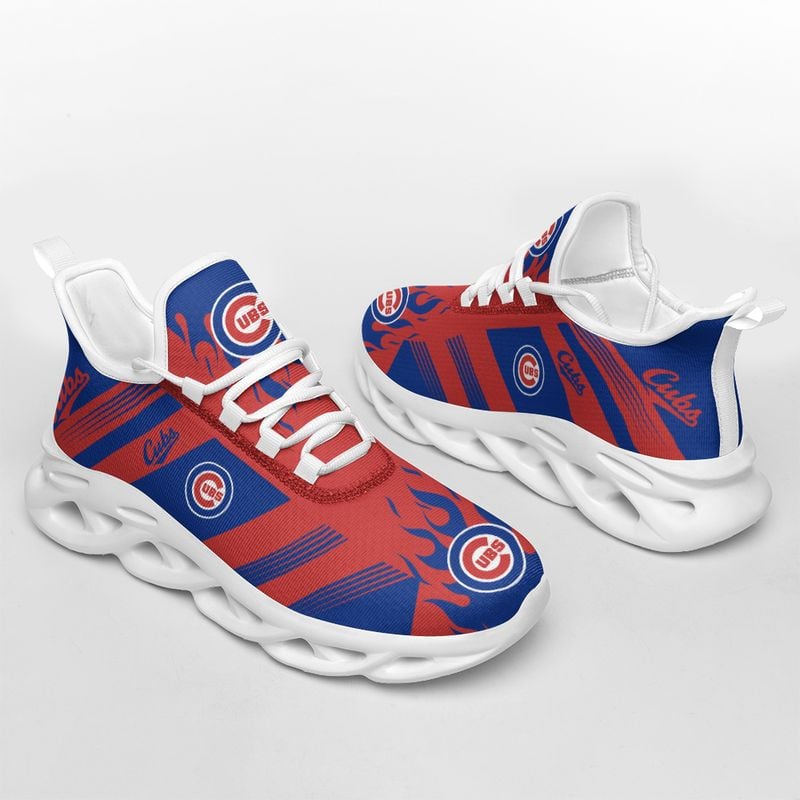 Chicago Cubs Stripe and Fire Pattern Max Soul Shoes NEW019637 - Famjoys Chicago Cubs Stripe and Fire Pattern Max Soul Shoes NEW019637 - Famjoys