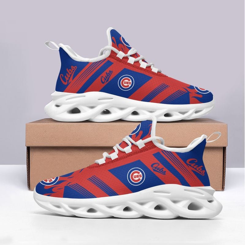 Chicago Cubs Stripe and Fire Pattern Max Soul Shoes NEW019637 - Famjoys Chicago Cubs Stripe and Fire Pattern Max Soul Shoes NEW019637 - Famjoys