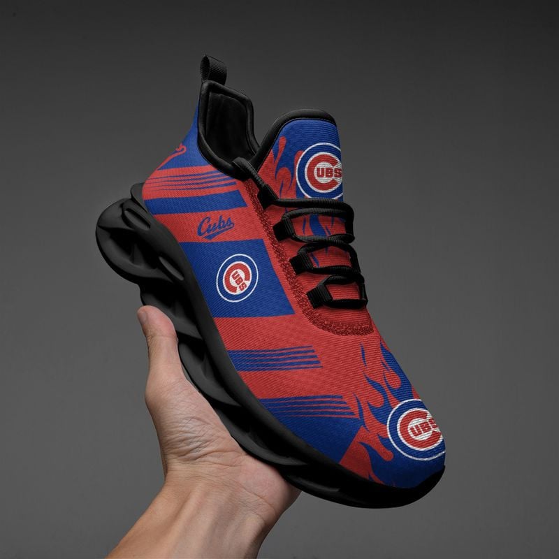 Chicago Cubs Stripe and Fire Pattern Max Soul Shoes NEW019637 - Famjoys Chicago Cubs Stripe and Fire Pattern Max Soul Shoes NEW019637 - Famjoys