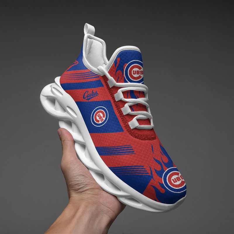 Chicago Cubs Stripe and Fire Pattern Max Soul Shoes NEW019637 - Famjoys Chicago Cubs Stripe and Fire Pattern Max Soul Shoes NEW019637 - Famjoys
