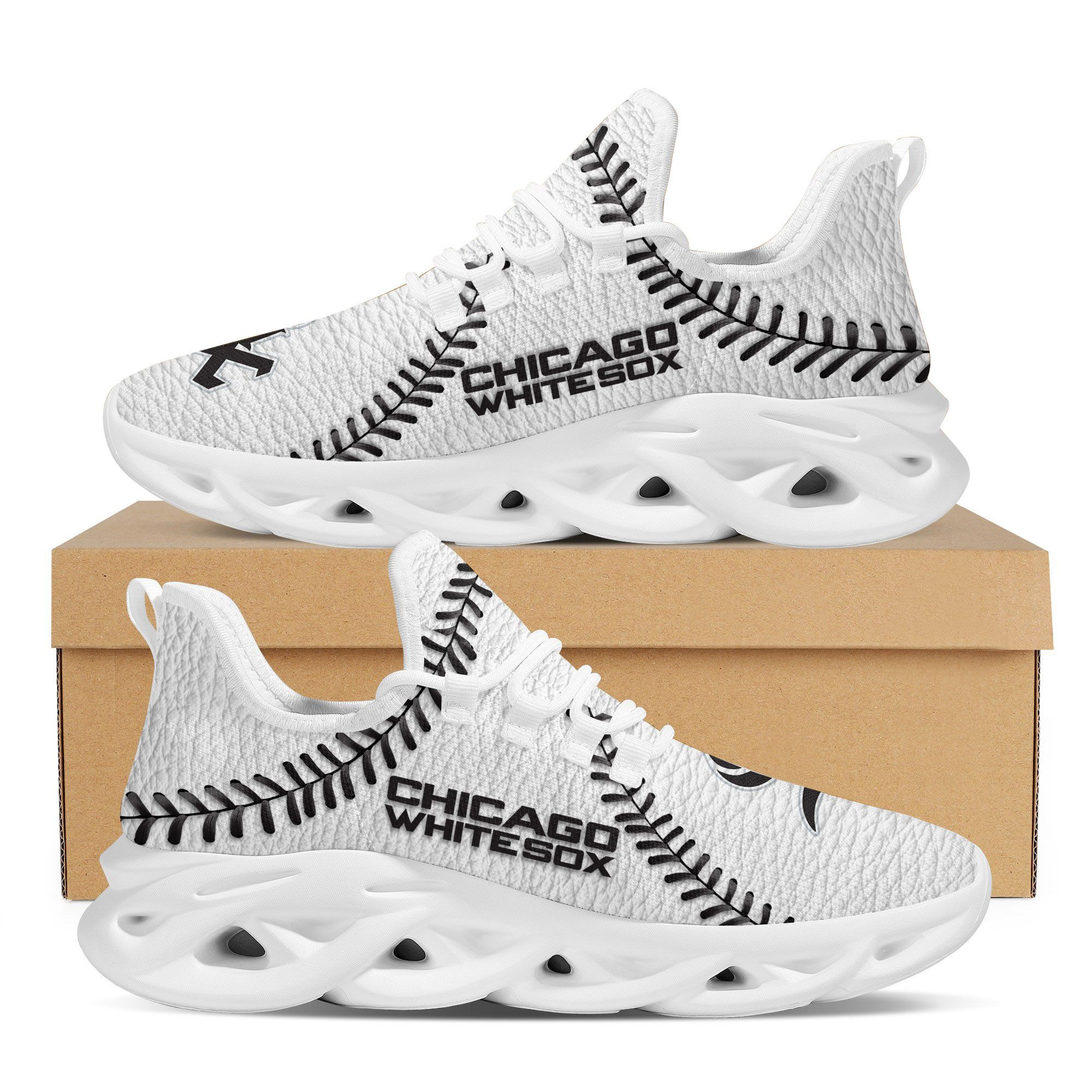 Chicago White Sox  Baseball Teams Leather Surface Design Trending Max Soul Clunky Sneaker