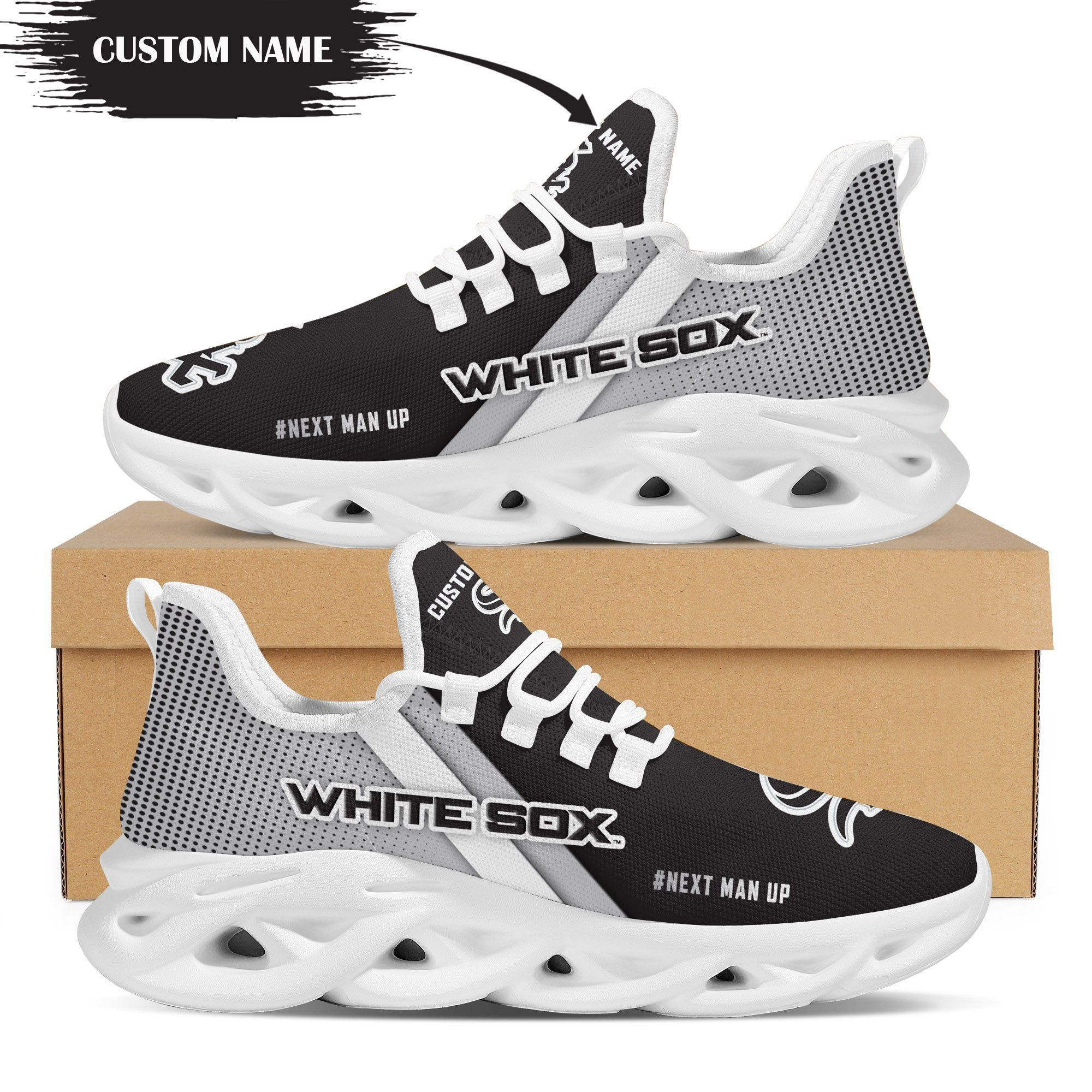 Chicago White Sox Custom Personalized Max Soul Sneakers Shoes - Famjoys Chicago White Sox Custom Personalized Max Soul Sneakers Shoes - Famjoys
