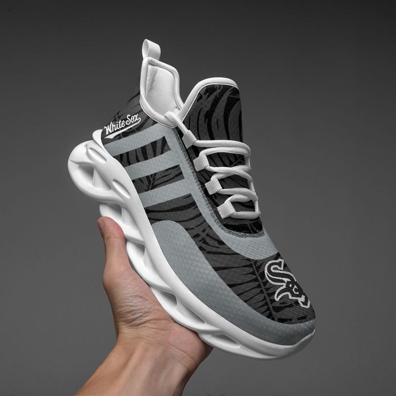 Chicago White Sox Leaf and Stripe Pattern Men's and Women's Max Soul Shoes NLA61238 - Famjoys Chicago White Sox Leaf and Stripe Pattern Men's and Women's Max Soul Shoes NLA61238 - Famjoys