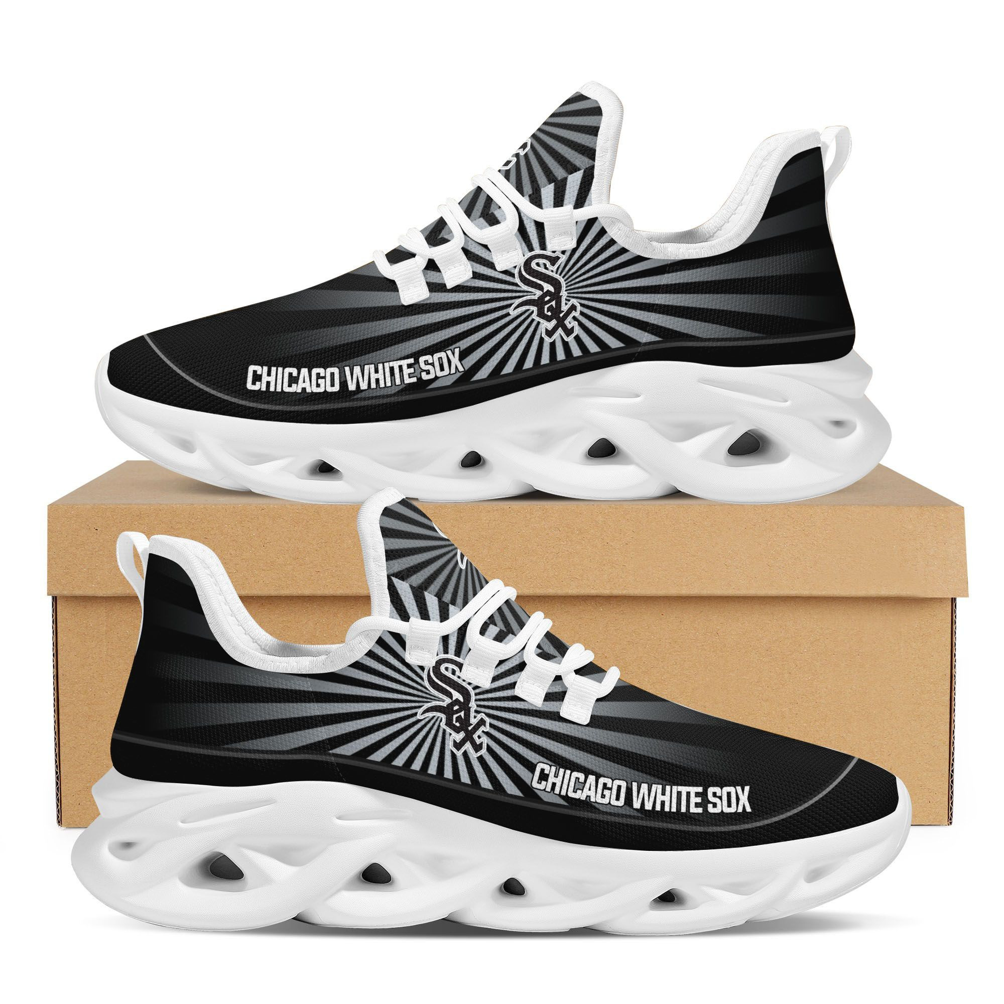 Chicago White Sox  Light Flashes Design Trending Max Soul Clunky Sneaker  Major League Baseball Team