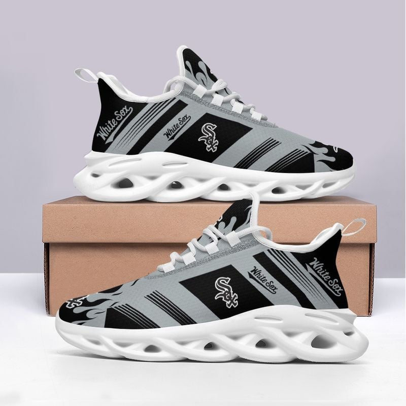 Chicago White Sox Stripe and Fire Pattern Max Soul Shoes NEW019638 - Famjoys Chicago White Sox Stripe and Fire Pattern Max Soul Shoes NEW019638 - Famjoys