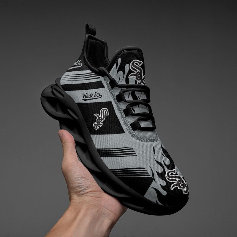 Chicago White Sox Stripe and Fire Pattern Max Soul Shoes NEW019638 - Famjoys Chicago White Sox Stripe and Fire Pattern Max Soul Shoes NEW019638 - Famjoys