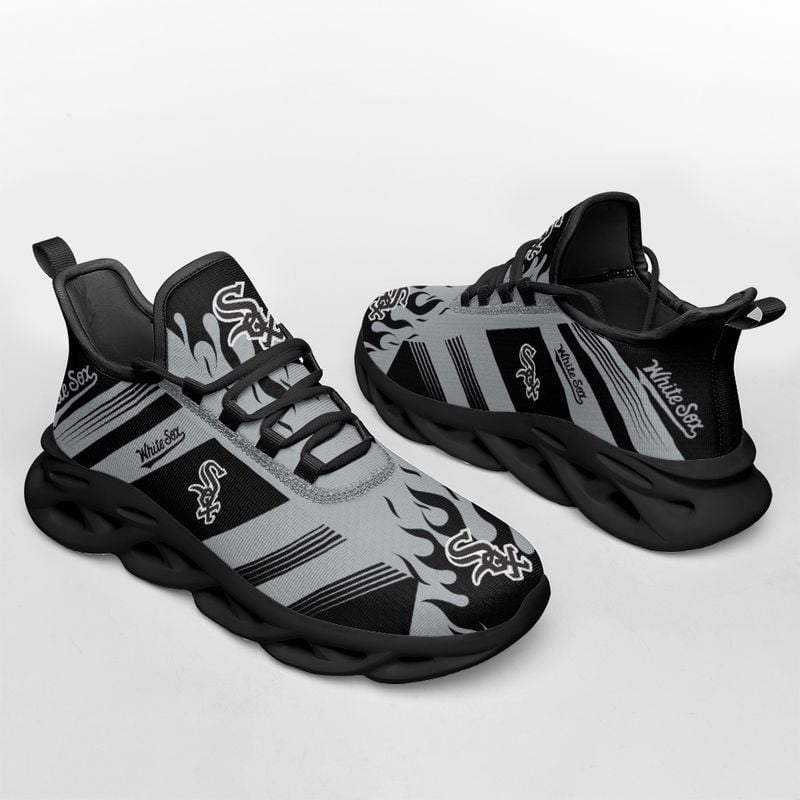 Chicago White Sox Stripe and Fire Pattern Max Soul Shoes NEW019638 - Famjoys Chicago White Sox Stripe and Fire Pattern Max Soul Shoes NEW019638 - Famjoys