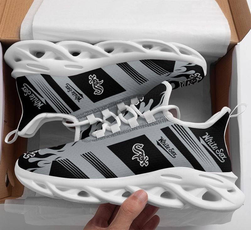 Chicago White Sox Stripe and Fire Pattern Max Soul Shoes NEW019638 - Famjoys Chicago White Sox Stripe and Fire Pattern Max Soul Shoes NEW019638 - Famjoys