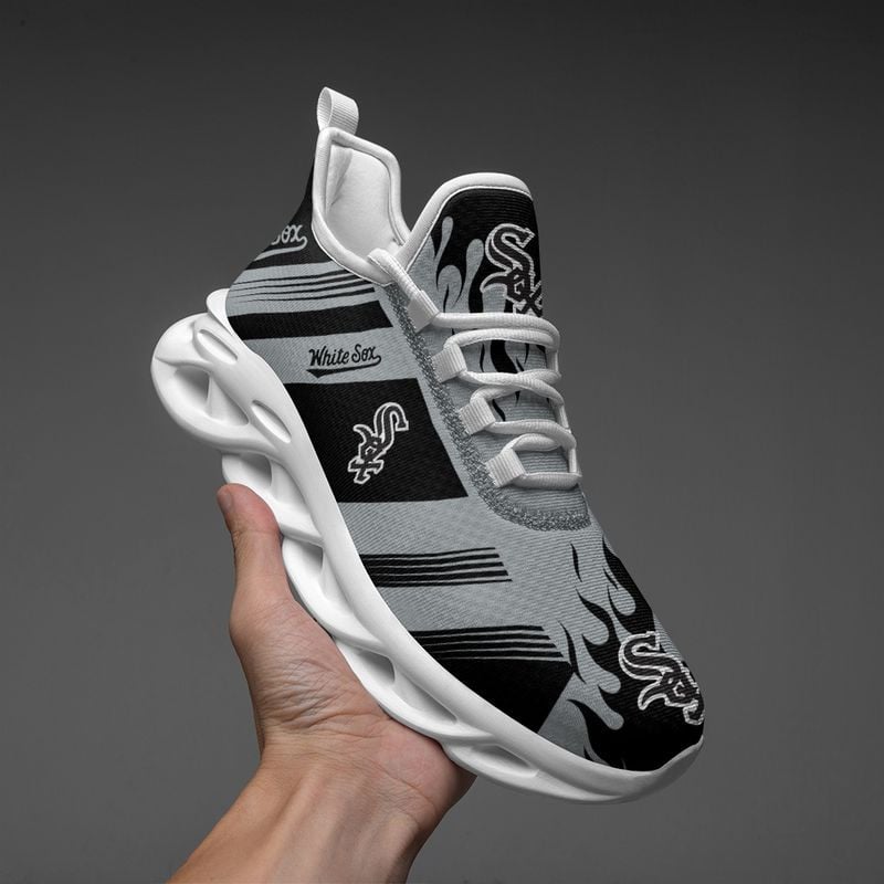 Chicago White Sox Stripe and Fire Pattern Max Soul Shoes NEW019638 - Famjoys Chicago White Sox Stripe and Fire Pattern Max Soul Shoes NEW019638 - Famjoys