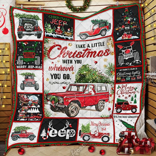 Christmas Jeep Quilt Blanket TN141128 - Famjoys Christmas Jeep Quilt Blanket TN141128 - Famjoys