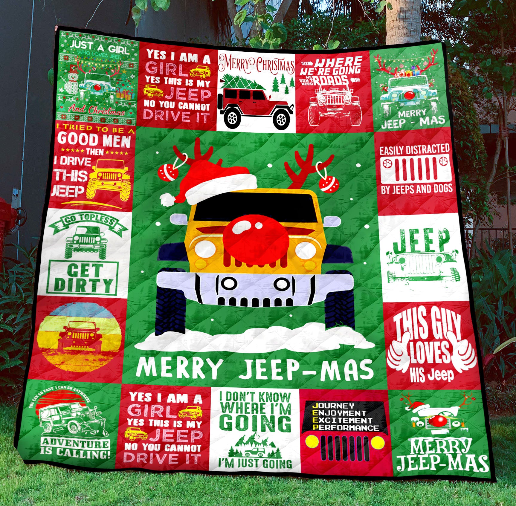 Christmas Merry Jeep-Mas Quilt Blanket - Famjoys Christmas Merry Jeep-Mas Quilt Blanket - Famjoys