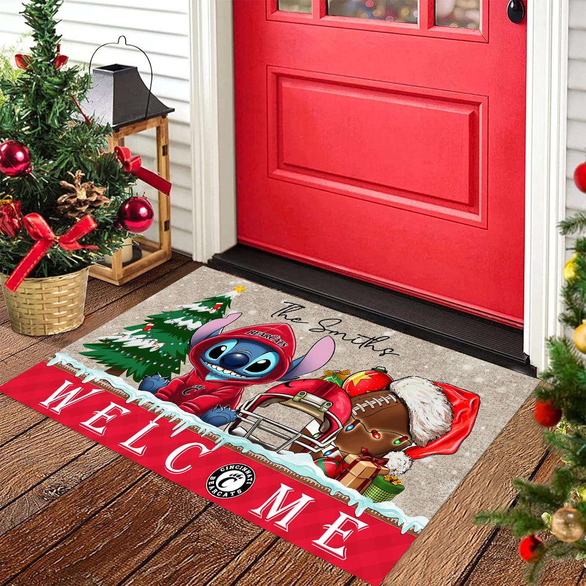 Cincinnati Bearcats Cute Stitch Christmas Doormat - Famjoys Cincinnati Bearcats Cute Stitch Christmas Doormat - Famjoys