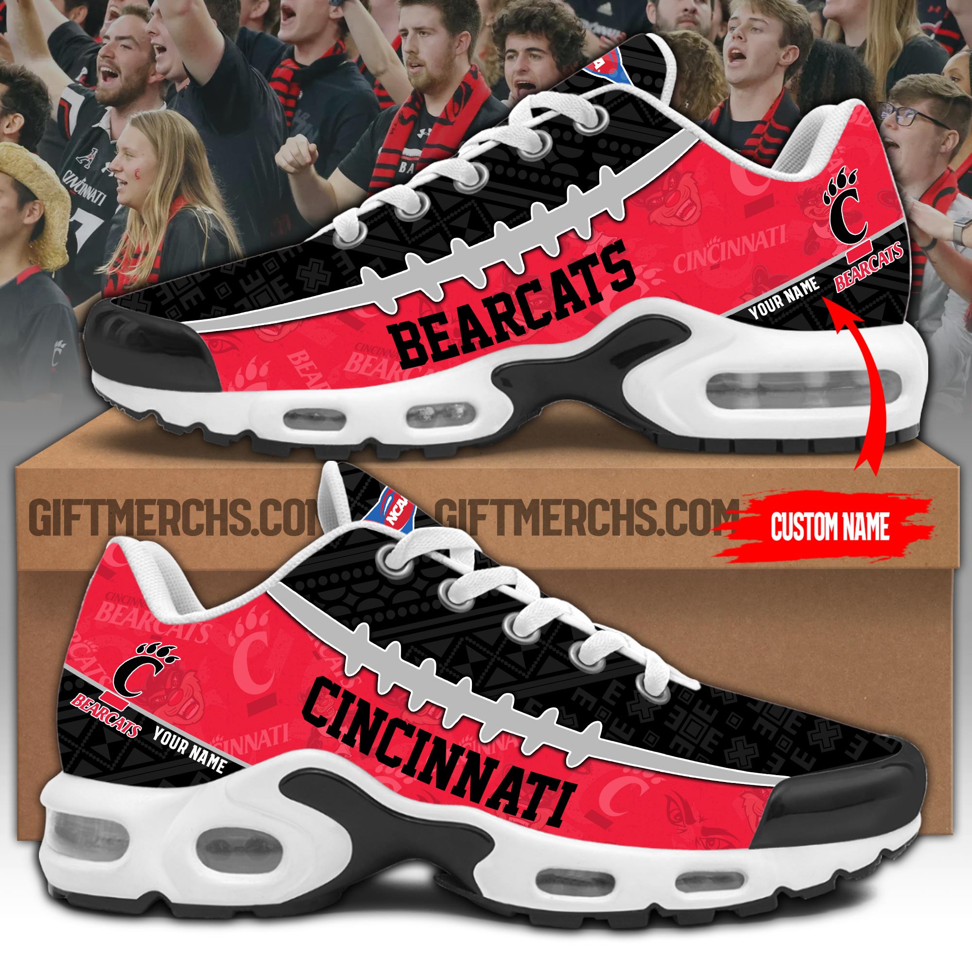 Cincinnati Bearcats Personalized Shoes - Famjoys Cincinnati Bearcats Personalized Shoes - Famjoys
