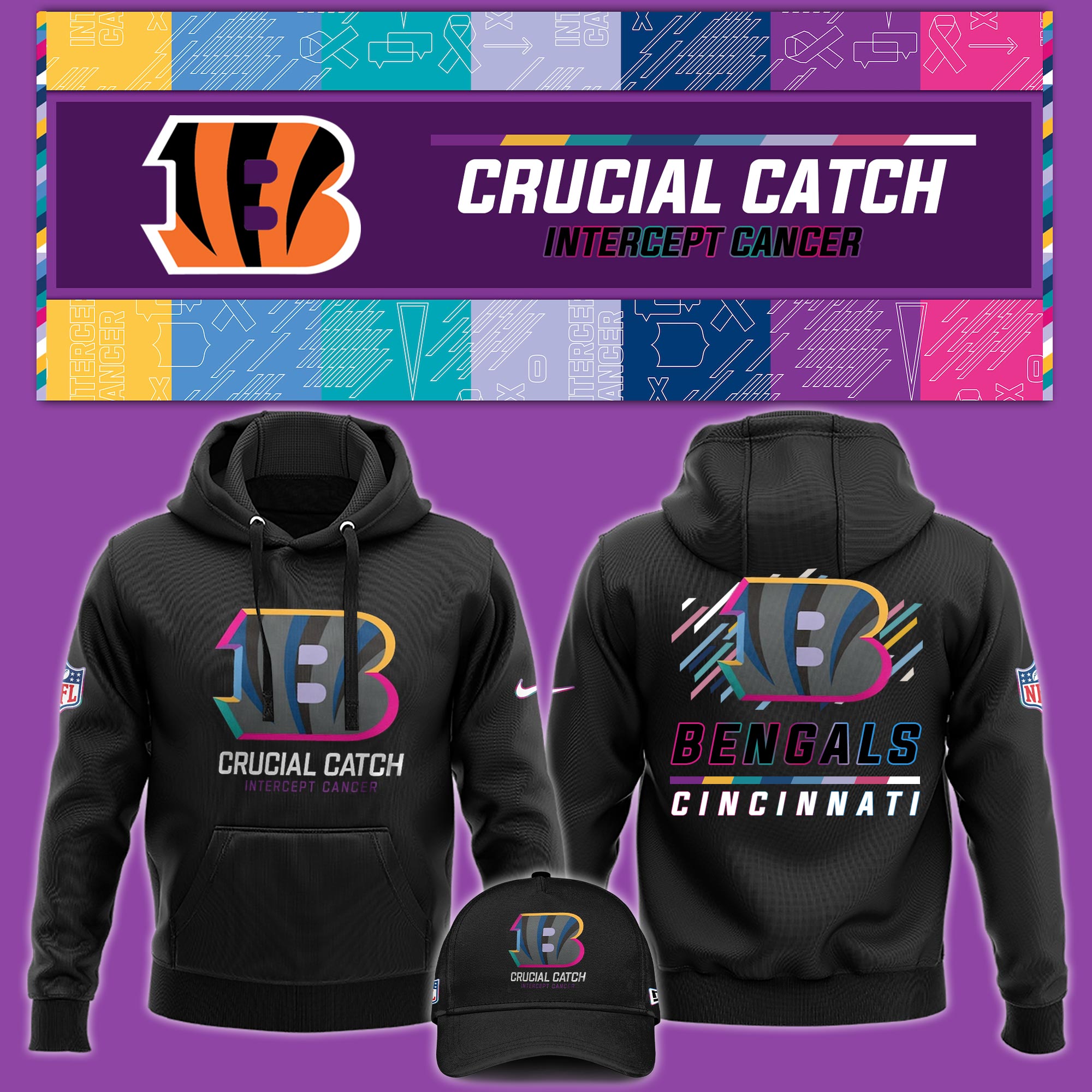Cincinnati Bengal Crucial Catch Hoodie - Famjoys Cincinnati Bengal Crucial Catch Hoodie - Famjoys