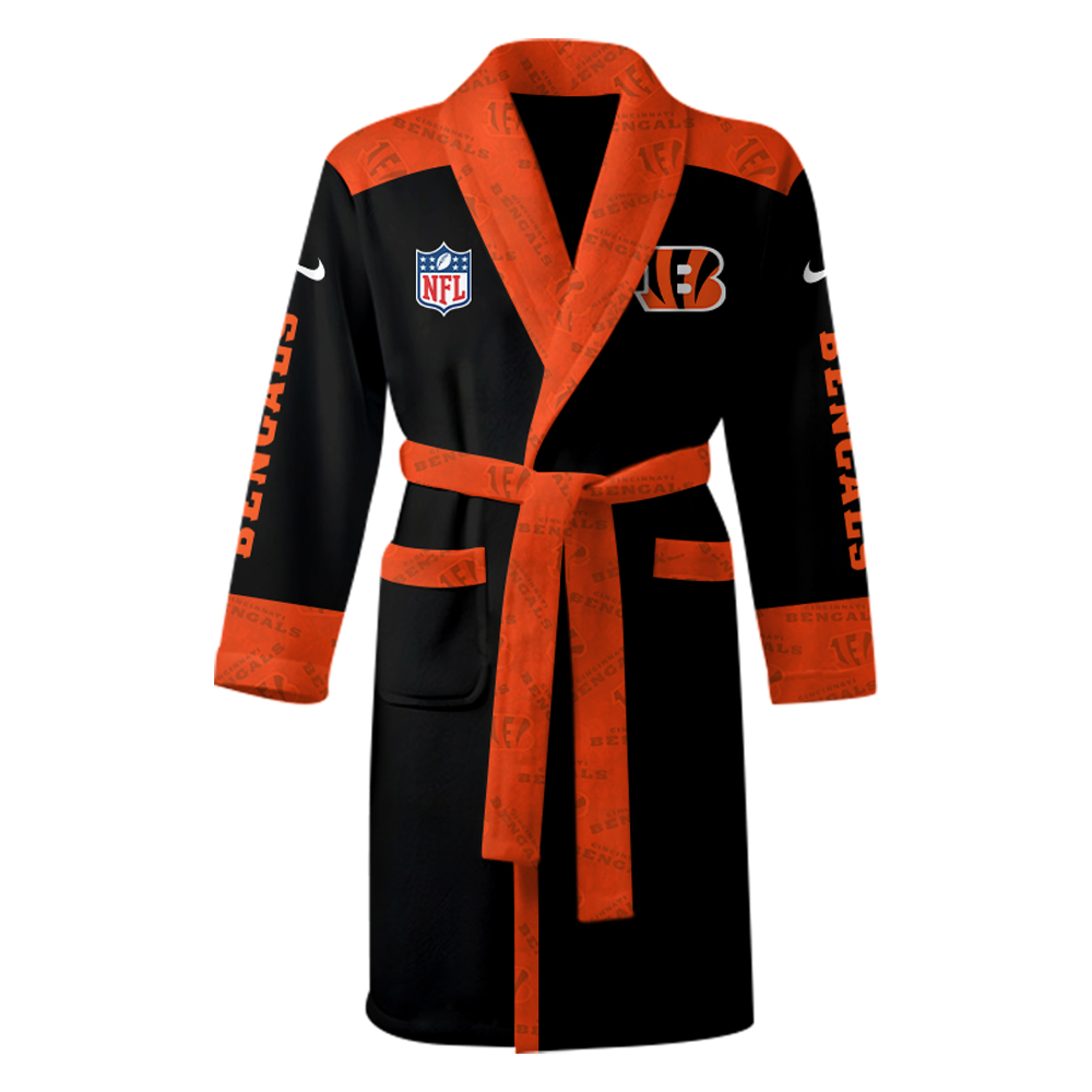 Cincinnati Bengals Bathrobe Luxurious Comfort Meets Sporty Style - Famjoys Cincinnati Bengals Bathrobe Luxurious Comfort Meets Sporty Style - Famjoys