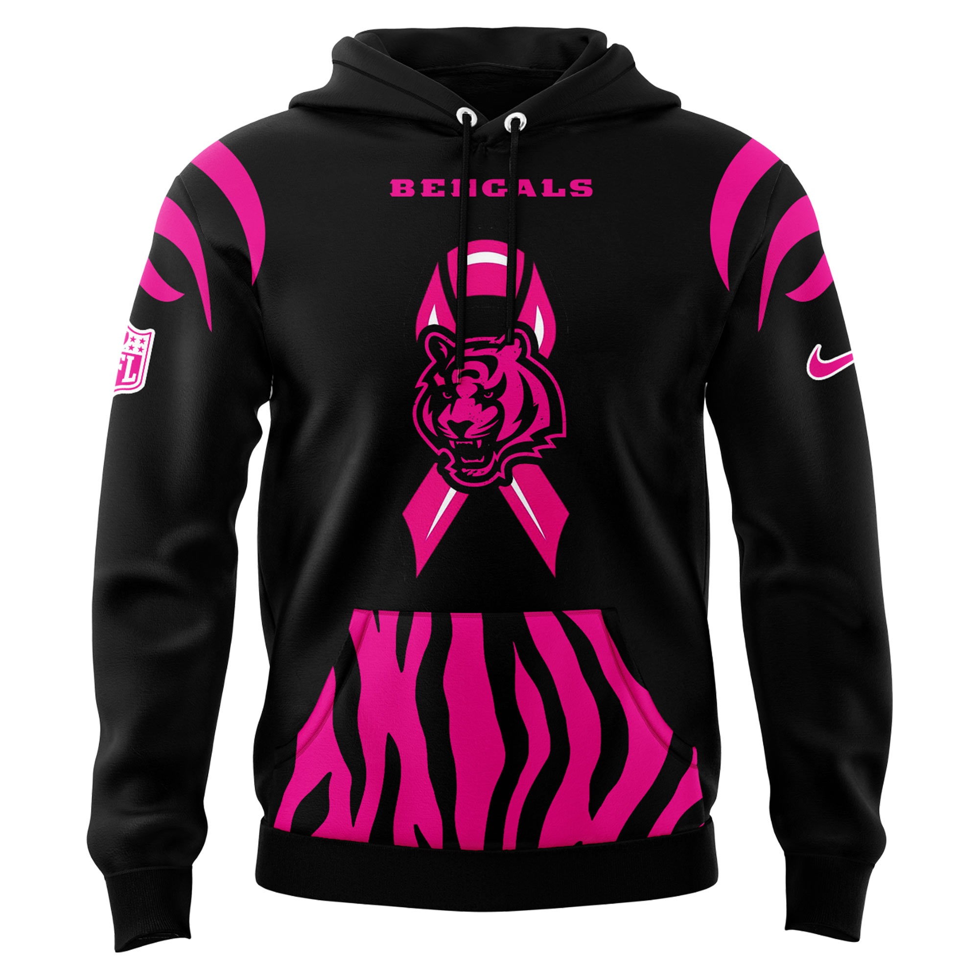 Cincinnati Bengals Breast Cancer Hoodie 2024 - Famjoys Cincinnati Bengals Breast Cancer Hoodie 2024 - Famjoys