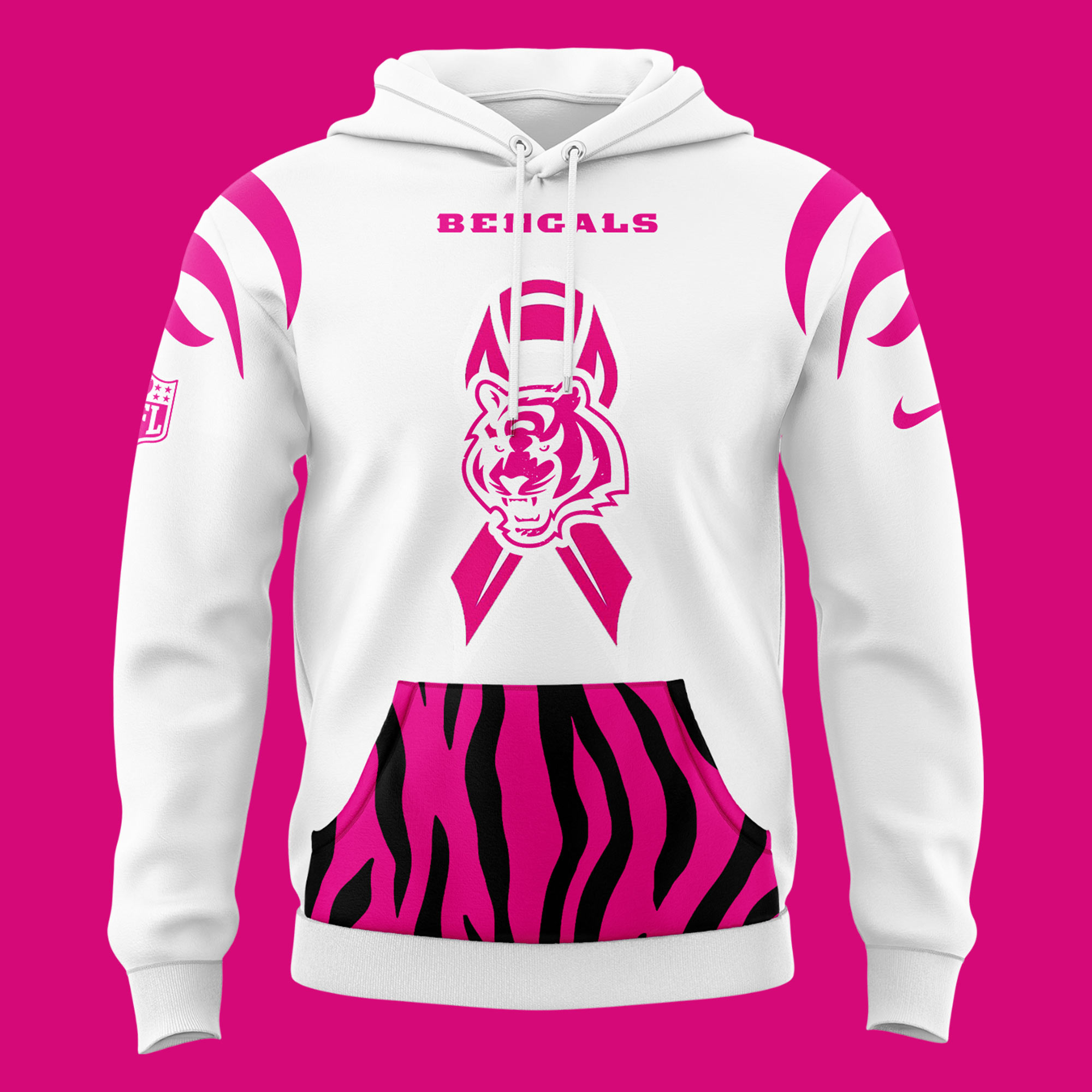 Cincinnati Bengals Breast Cancer Hoodie 2024 - Famjoys Cincinnati Bengals Breast Cancer Hoodie 2024 - Famjoys