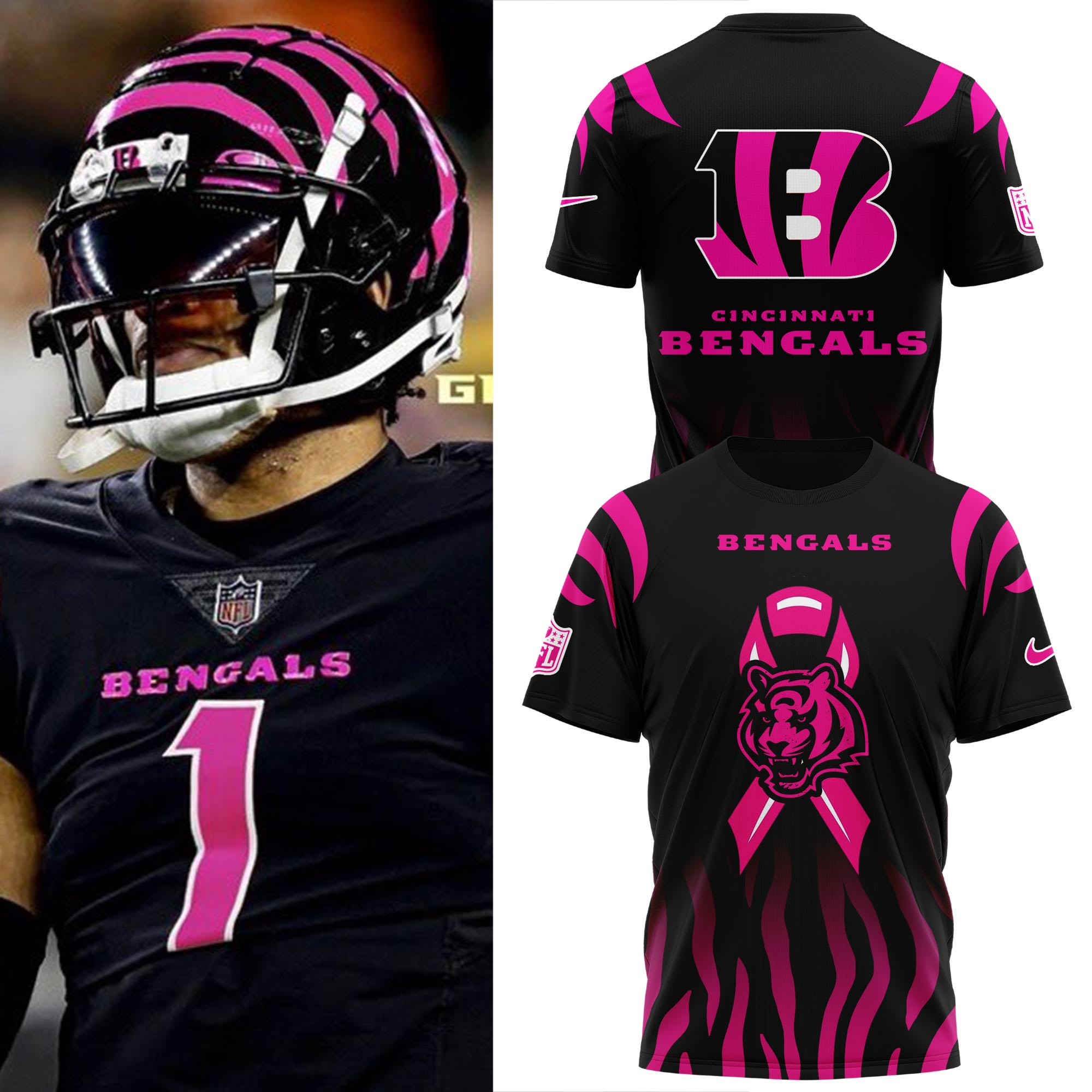 Cincinnati Bengals Breast Cancer Shirt 2024 - Famjoys Cincinnati Bengals Breast Cancer Shirt 2024 - Famjoys