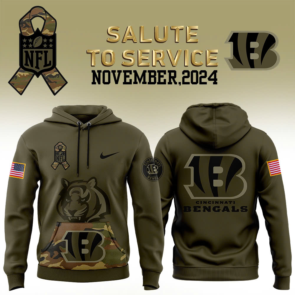 Cincinnati Bengals Camo Salute to Service Club Fleece Pullover Hoodie - Famjoys Cincinnati Bengals Camo Salute to Service Club Fleece Pullover Hoodie - Famjoys